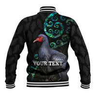 Custom Pukeko New Zealand Baseball Jacket Koru Papua Shell with Silver Fern Pattern LT03 - Polynesian Pride