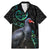 Custom Pukeko New Zealand Family Matching Mermaid Dress and Hawaiian Shirt Koru Papua Shell with Silver Fern Pattern LT03 Dad's Shirt - Short Sleeve Black - Polynesian Pride