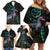 Custom Pukeko New Zealand Family Matching Off Shoulder Short Dress and Hawaiian Shirt Koru Papua Shell with Silver Fern Pattern LT03 - Polynesian Pride