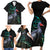 Custom Pukeko New Zealand Family Matching Short Sleeve Bodycon Dress and Hawaiian Shirt Koru Papua Shell with Silver Fern Pattern LT03 - Polynesian Pride