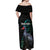 Custom Pukeko New Zealand Off Shoulder Maxi Dress Koru Papua Shell with Silver Fern Pattern LT03 - Polynesian Pride