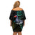 Custom Pukeko New Zealand Off Shoulder Short Dress Koru Papua Shell with Silver Fern Pattern LT03 - Polynesian Pride