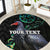 Custom Pukeko New Zealand Round Carpet Koru Papua Shell with Silver Fern Pattern LT03 Black - Polynesian Pride