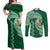 Tonga Lahaina High School Couples Matching Off Shoulder Maxi Dress and Long Sleeve Button Shirt Traditional Ngatu and Polynesian Pattern LT03 Green - Polynesian Pride