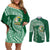 Tonga Lahaina High School Couples Matching Off Shoulder Short Dress and Long Sleeve Button Shirt Traditional Ngatu and Polynesian Pattern LT03 Green - Polynesian Pride