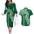 Tonga Lahaina High School Couples Matching Off The Shoulder Long Sleeve Dress and Hawaiian Shirt Traditional Ngatu and Polynesian Pattern LT03 Green - Polynesian Pride