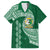 Tonga Lahaina High School Family Matching Off Shoulder Long Sleeve Dress and Hawaiian Shirt Traditional Ngatu and Polynesian Pattern LT03 Dad's Shirt - Short Sleeve Green - Polynesian Pride