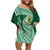 Tonga Lahaina High School Family Matching Off Shoulder Short Dress and Hawaiian Shirt Traditional Ngatu and Polynesian Pattern LT03 Mom's Dress Green - Polynesian Pride