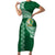 Tonga Lahaina High School Family Matching Short Sleeve Bodycon Dress and Hawaiian Shirt Traditional Ngatu and Polynesian Pattern LT03 Mom's Dress Green - Polynesian Pride