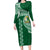 Tonga Lahaina High School Long Sleeve Bodycon Dress Traditional Ngatu and Polynesian Pattern LT03 Long Dress Green - Polynesian Pride