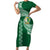 Tonga Lahaina High School Short Sleeve Bodycon Dress Traditional Ngatu and Polynesian Pattern LT03 Long Dress Green - Polynesian Pride