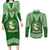 Tonga Liahona High School Couples Matching Long Sleeve Bodycon Dress and Long Sleeve Button Shirt Traditional Ngatu and Polynesian Pattern LT03 Green - Polynesian Pride