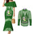 Tonga Liahona High School Couples Matching Mermaid Dress and Long Sleeve Button Shirt Traditional Ngatu and Polynesian Pattern LT03 Green - Polynesian Pride