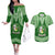 Tonga Liahona High School Couples Matching Off The Shoulder Long Sleeve Dress and Hawaiian Shirt Traditional Ngatu and Polynesian Pattern LT03 Green - Polynesian Pride