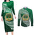 Tonga Saineha High School Couples Matching Long Sleeve Bodycon Dress and Long Sleeve Button Shirt Traditional Ngatu and Polynesian Pattern LT03 Green - Polynesian Pride