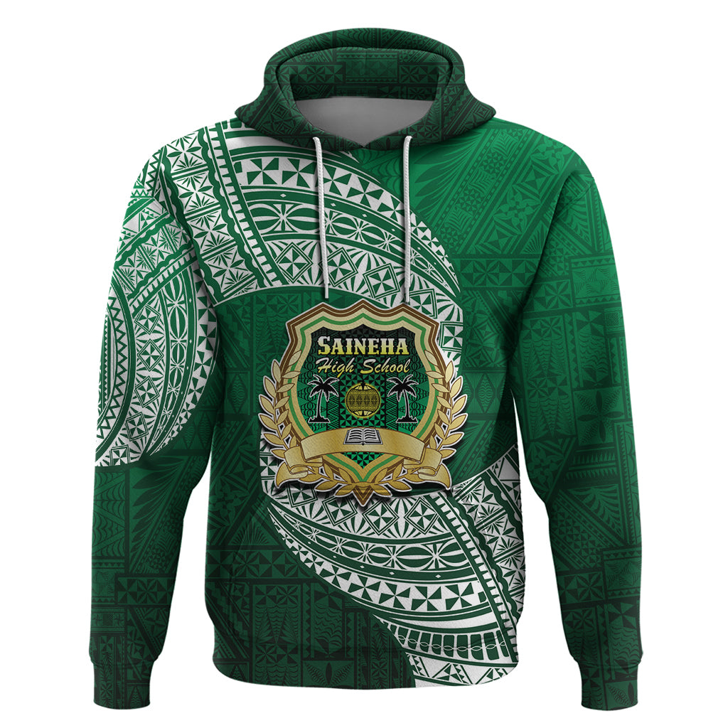 Tonga Saineha High School Hoodie Traditional Ngatu and Polynesian Pattern LT03 Pullover Hoodie Green - Polynesian Pride