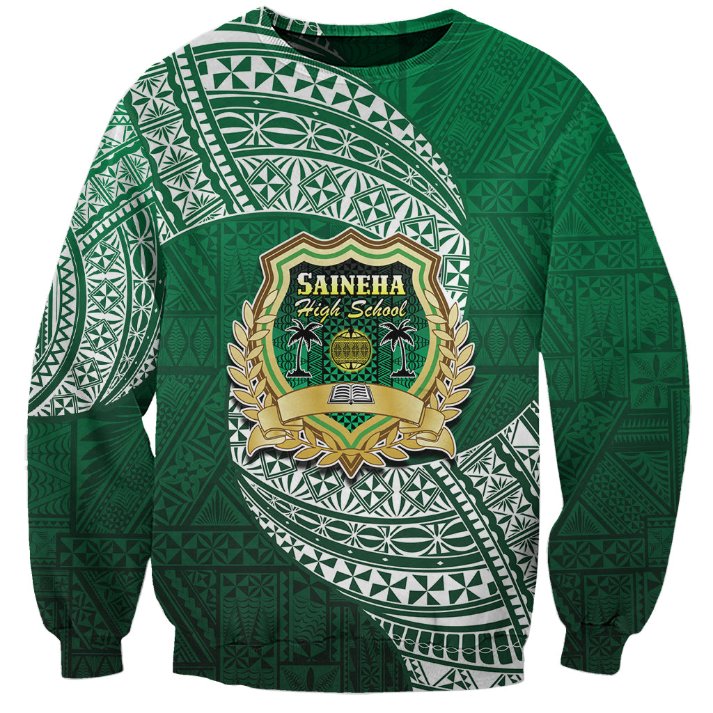 Tonga Saineha High School Sweatshirt Traditional Ngatu and Polynesian Pattern LT03 Unisex Green - Polynesian Pride