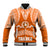 Tonga Tailulu College Baseball Jacket Traditional Ngatu and Polynesian Pattern LT03 Unisex Orange - Polynesian Pride