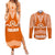 Tonga Tailulu College Couples Matching Summer Maxi Dress and Long Sleeve Button Shirt Traditional Ngatu and Polynesian Pattern LT03 Orange - Polynesian Pride