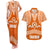 Tonga Tailulu College Couples Matching Tank Maxi Dress and Hawaiian Shirt Traditional Ngatu and Polynesian Pattern LT03 Orange - Polynesian Pride