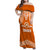 Tonga Tailulu College Family Matching Off Shoulder Maxi Dress and Hawaiian Shirt Traditional Ngatu and Polynesian Pattern LT03 Mom's Dress Orange - Polynesian Pride