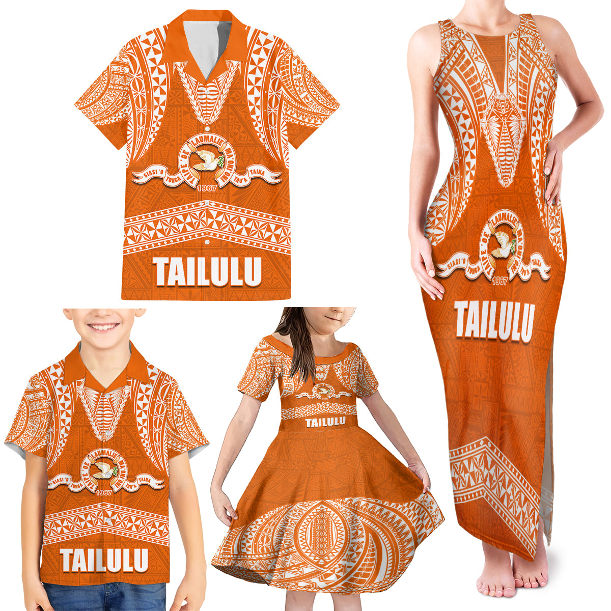 Tonga Tailulu College Family Matching Tank Maxi Dress and Hawaiian Shirt Traditional Ngatu and Polynesian Pattern LT03 - Polynesian Pride