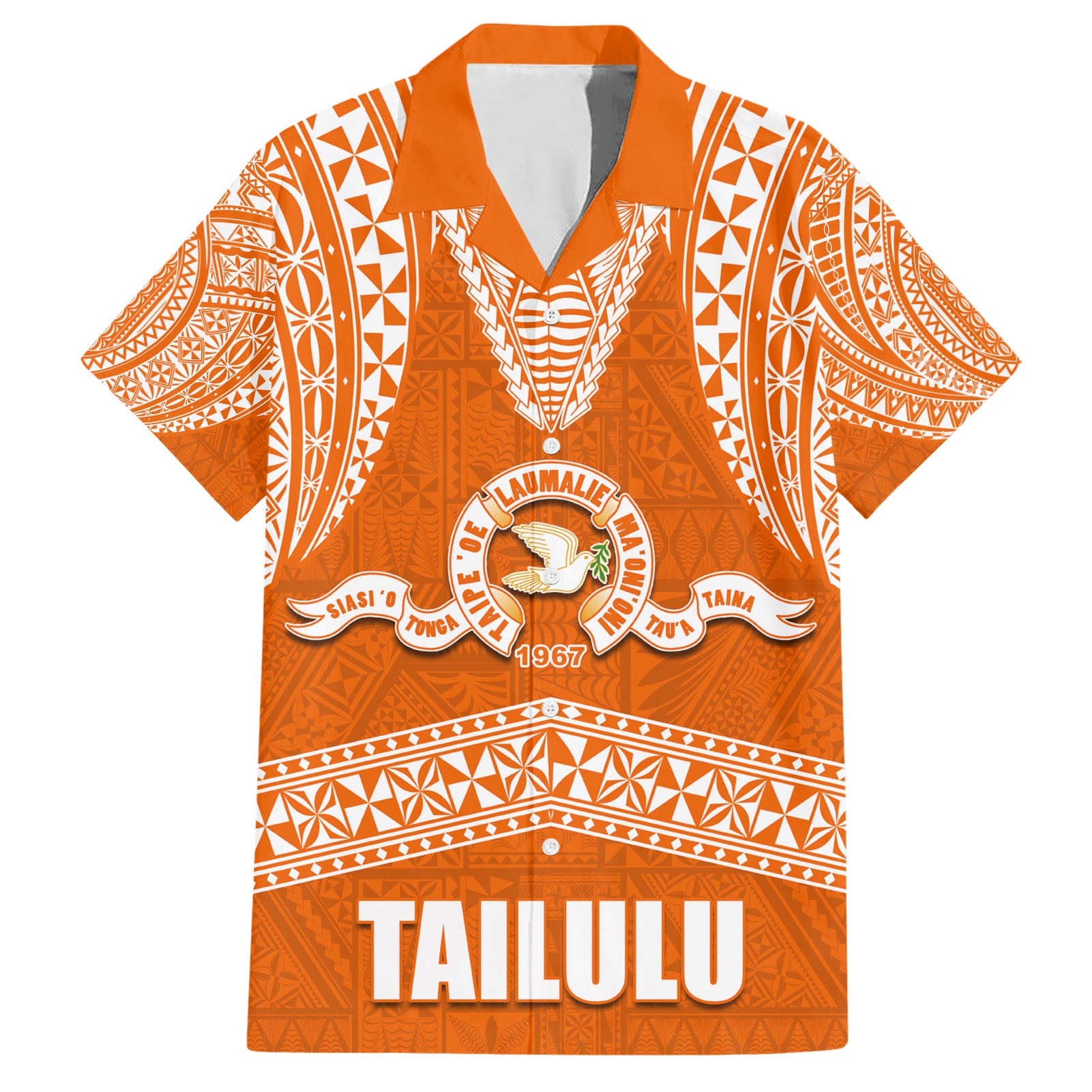 Tonga Tailulu College Hawaiian Shirt Traditional Ngatu and Polynesian Pattern LT03 Orange - Polynesian Pride