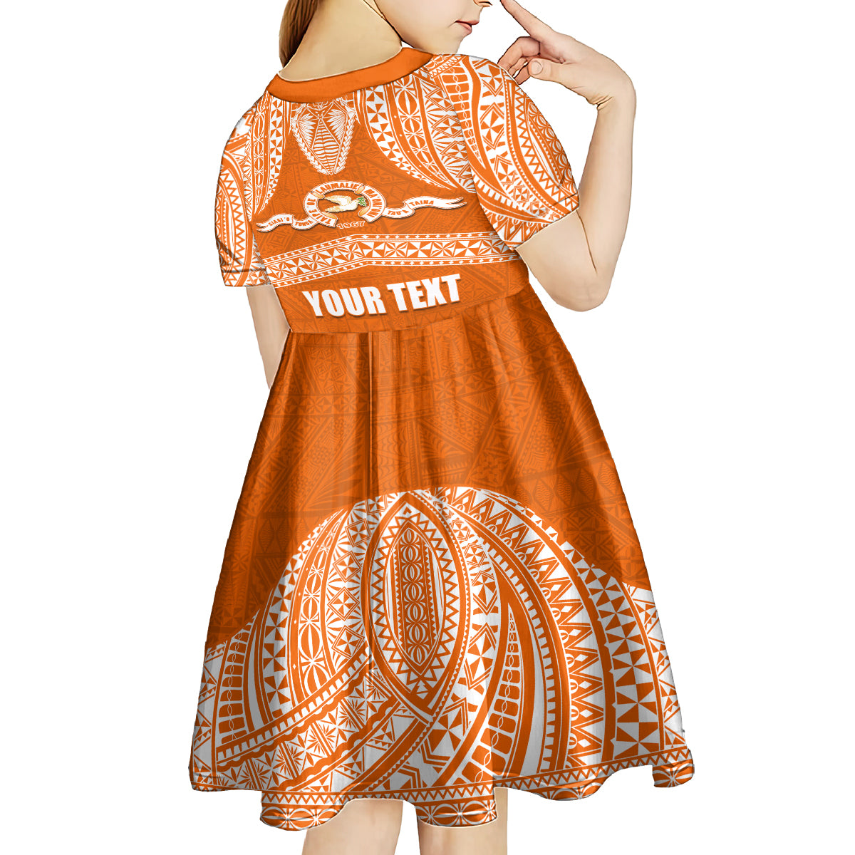 Tonga Tailulu College Kid Short Sleeve Dress Traditional Ngatu and Polynesian Pattern LT03 - Polynesian Pride