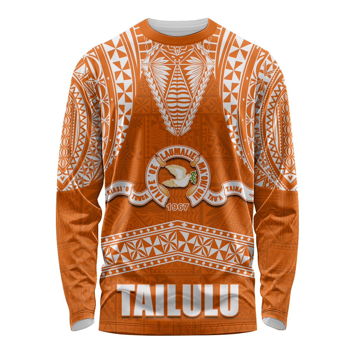 Tonga Tailulu College Long Sleeve Shirt Traditional Ngatu and Polynesian Pattern LT03 Unisex Orange - Polynesian Pride