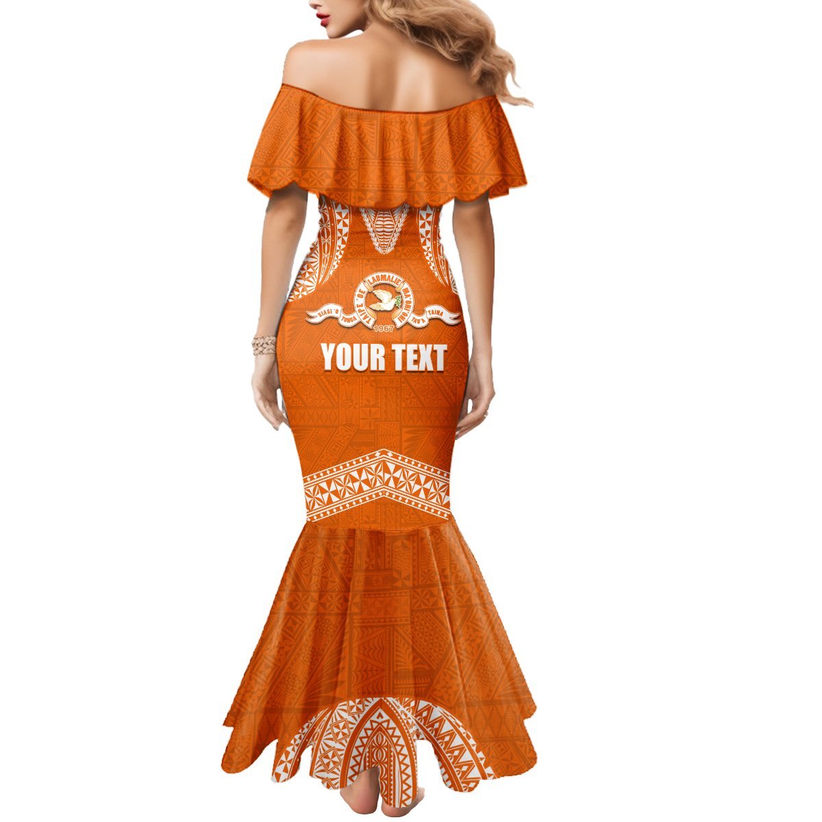 Tonga Tailulu College Mermaid Dress Traditional Ngatu and Polynesian Pattern LT03 - Polynesian Pride