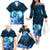 Dolphin Couple Love Story Valentine Day Family Matching Off Shoulder Long Sleeve Dress and Hawaiian Shirt With Polynesian Tribal Tattoo Blue Style LT03 - Polynesian Pride