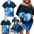 Dolphin Couple Love Story Valentine Day Family Matching Off Shoulder Short Dress and Hawaiian Shirt With Polynesian Tribal Tattoo Blue Style LT03 - Polynesian Pride