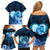 Dolphin Couple Love Story Valentine Day Family Matching Off Shoulder Short Dress and Hawaiian Shirt With Polynesian Tribal Tattoo Blue Style LT03 - Polynesian Pride