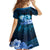 Dolphin Couple Love Story Valentine Day Kid Short Sleeve Dress With Polynesian Tribal Tattoo Blue Style LT03 - Polynesian Pride