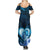 Dolphin Couple Love Story Valentine Day Summer Maxi Dress With Polynesian Tribal Tattoo Blue Style LT03 - Polynesian Pride