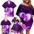 Dolphin Couple Love Story Valentine Day Family Matching Off Shoulder Short Dress and Hawaiian Shirt With Polynesian Tribal Tattoo Purple Style LT03 - Polynesian Pride