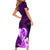 Dolphin Couple Love Story Valentine Day Short Sleeve Bodycon Dress With Polynesian Tribal Tattoo Purple Style LT03 - Polynesian Pride