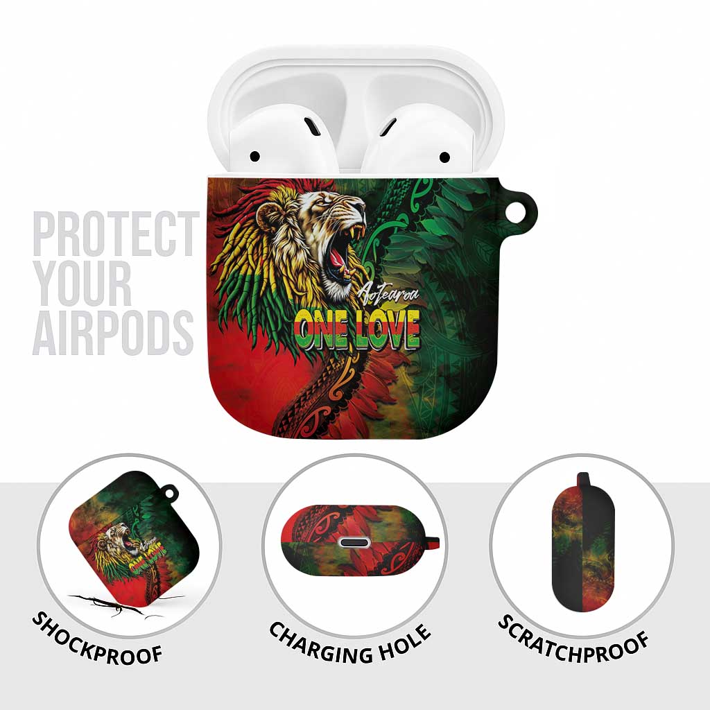 Aotearoa One Love AirPods Case Reggae Lion with Kakahu Huruhuru LT03 - Polynesian Pride