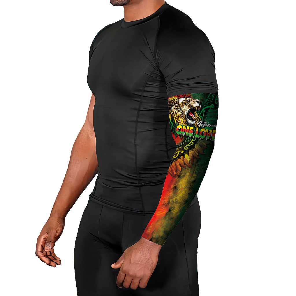 Aotearoa One Love Arm Sleeves Reggae Lion with Kakahu Huruhuru LT03 - Polynesian Pride