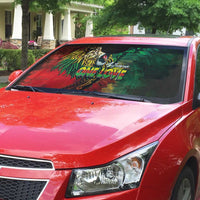 Aotearoa One Love Auto Sun Shade Reggae Lion with Kakahu Huruhuru LT03 - Polynesian Pride