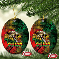 Aotearoa One Love Ceramic Ornament Reggae Lion with Kakahu Huruhuru LT03 Oval Black - Polynesian Pride