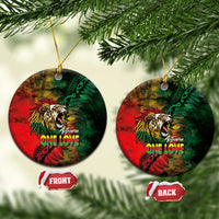 Aotearoa One Love Ceramic Ornament Reggae Lion with Kakahu Huruhuru LT03 Circle Black - Polynesian Pride