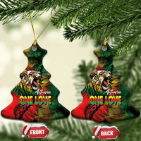 Aotearoa One Love Ceramic Ornament Reggae Lion with Kakahu Huruhuru LT03 Christmas Tree Black - Polynesian Pride