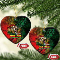 Aotearoa One Love Ceramic Ornament Reggae Lion with Kakahu Huruhuru LT03 Heart Black - Polynesian Pride