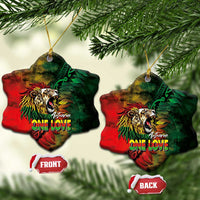 Aotearoa One Love Ceramic Ornament Reggae Lion with Kakahu Huruhuru LT03 Snow Flake Black - Polynesian Pride