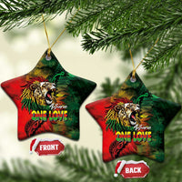 Aotearoa One Love Ceramic Ornament Reggae Lion with Kakahu Huruhuru LT03 Star Black - Polynesian Pride