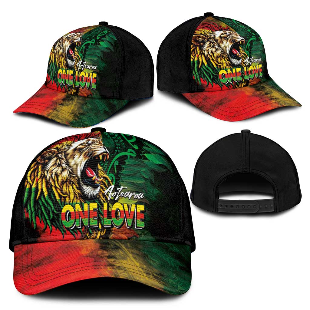 Aotearoa One Love Classic Cap Reggae Lion with Kakahu Huruhuru LT03 - Polynesian Pride