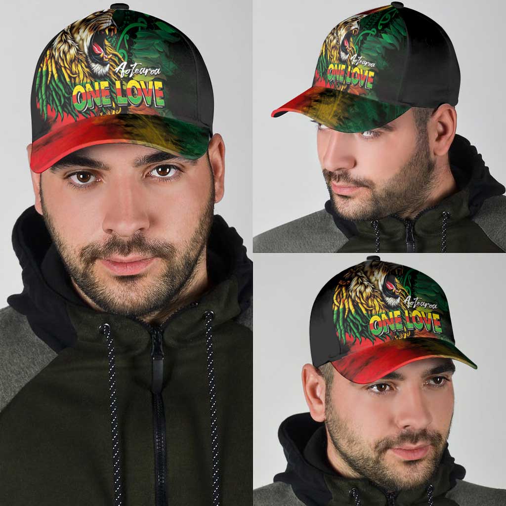 Aotearoa One Love Classic Cap Reggae Lion with Kakahu Huruhuru LT03 - Polynesian Pride