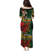 Aotearoa One Love Puletasi Reggae Lion with Kakahu Huruhuru LT03 - Polynesian Pride