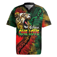 Aotearoa One Love Rugby Jersey Reggae Lion with Kakahu Huruhuru LT03 Black - Polynesian Pride